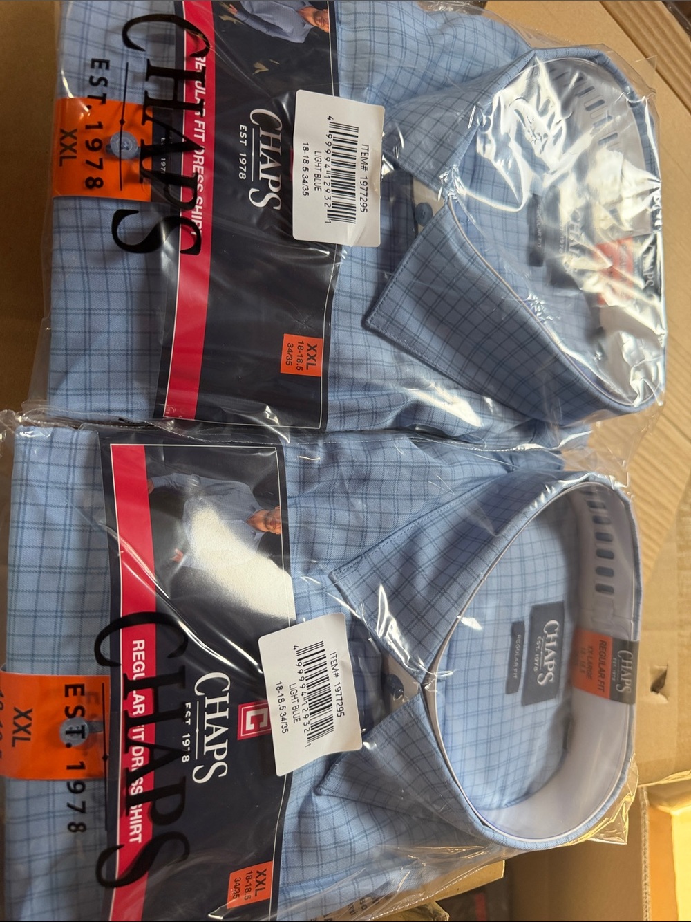 Chaps Light Blue Plaid Dress Shirt men’s xxl